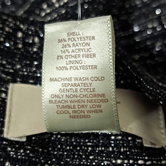 Loft Outlet Women's Black Metallic Silver Skirt Back Zipper Mini Skirt Sz 10 - Picture 6 of 7